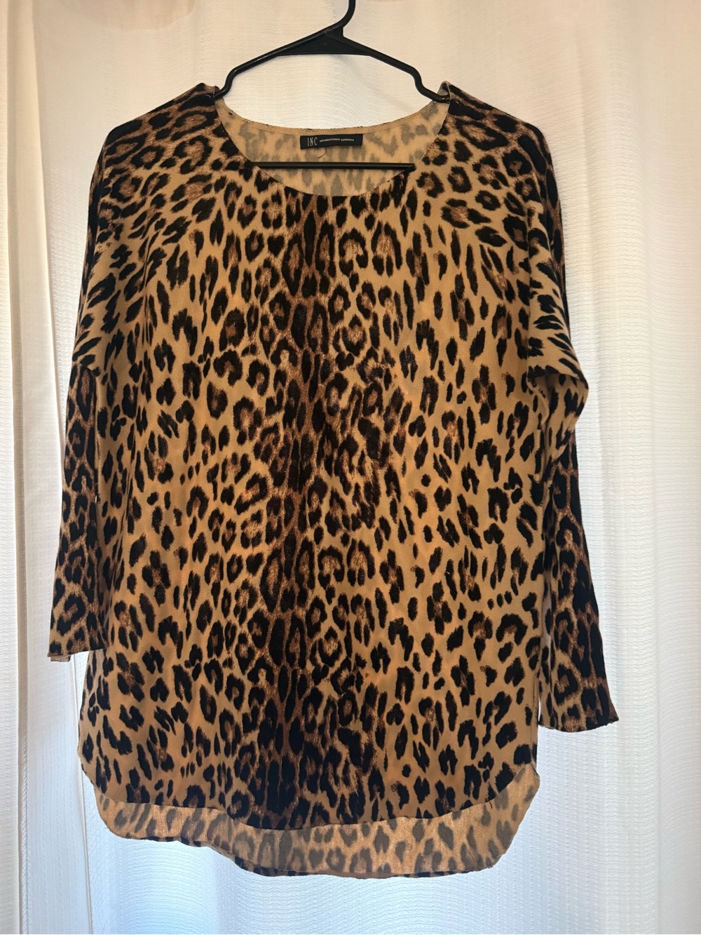 INC International Concepts Leopard Print Tunic Top - Tan/Black medium